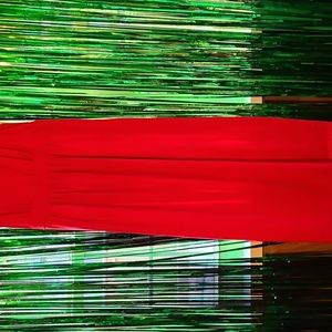 Sleeveless angle length dress.